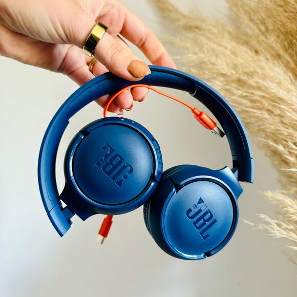 NEW JBL 510T Navy Blue Orange Wireless Bluetooth Over Ear Chunky Headphones - Picture 11 of 14